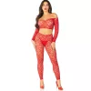 LEG AVENUE - CROP TOP + PIROS HARISNYÁK EGYMÉRETŰEK
