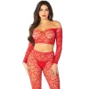 LEG AVENUE - CROP TOP + PIROS HARISNYÁK EGYMÉRETŰEK