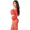 LEG AVENUE - CROP TOP + PIROS HARISNYÁK EGYMÉRETŰEK