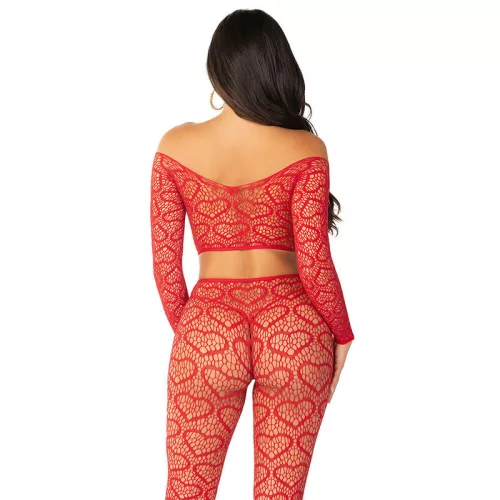 LEG AVENUE - CROP TOP + PIROS HARISNYÁK EGYMÉRETŰEK