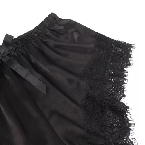SUBBLIME - 953935 CASUAL SELYEM HÁLÓINGET + CSIPKÉS NADRÁG, FEKETE S/M