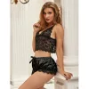 SUBBLIME - 953942 CASUAL SELYEM HÁLÓINGET + CSIPKE NADRÁG FEKETE L/XL