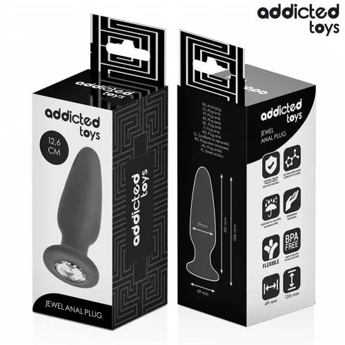 ADDICTED TOYS - gyöngyös szilikon análzáró (L, 12,6 cm)
