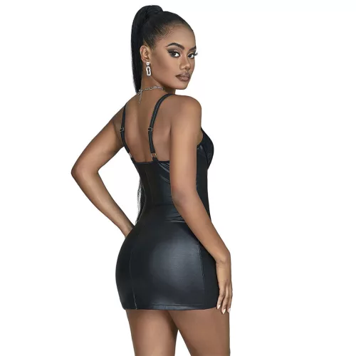 SUBBLIME - 957575 BŐR ZIPZÁROS RUHA FEKETE L/XL