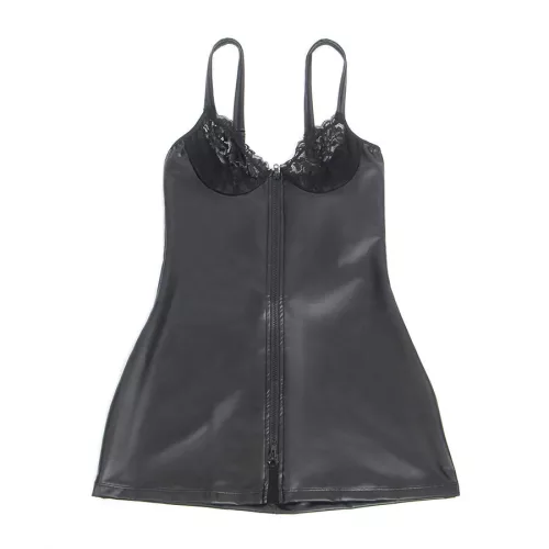 SUBBLIME - 957575 BŐR ZIPZÁROS RUHA FEKETE L/XL