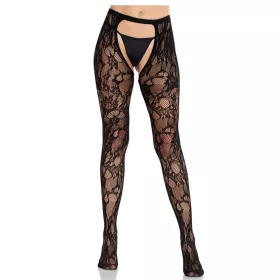   LEG AVENUE - RÓZSASZÍN CSIPKE HARISNYA NYITOTT HÁTÚ FEKETE