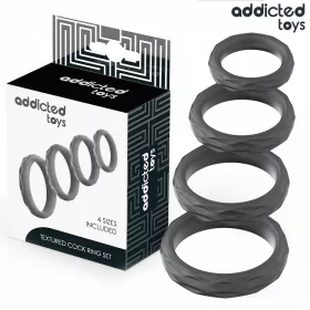   ADDICTED TOYS – textúrázott péniszgyűrű szett 4 méretben