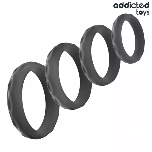 ADDICTED TOYS – textúrázott péniszgyűrű szett 4 méretben