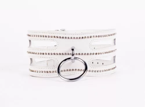 Designer Traingo Collar Made in Calf Softy Leather White