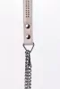 Lamb Leather Handle with 2 Rows of Small Rhinestones and Metal Chain White