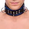 Bőrnyaklánc – 3 D-gyűrű, kék/fekete színben
