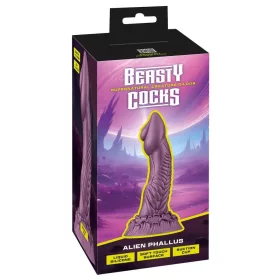   Beasty Cocks Dildó Szívókorongos, Texturált 21 cm Fémes színű