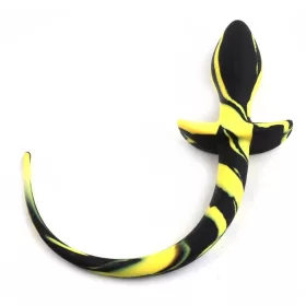   Plug Dog Tail – játékos, prémium anális plug fekete-sárga