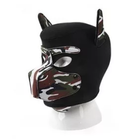   Puppy Neoprene – fekete-kamuflázs maszk kutyás stílusban