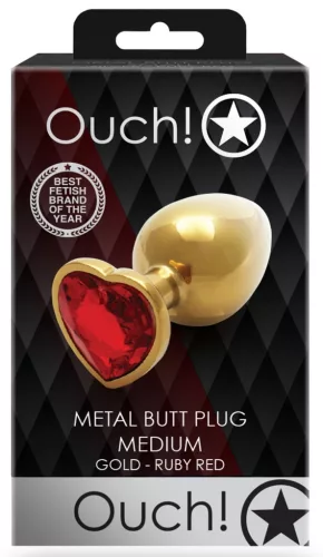 Bijou Heart Gem M – prémium arany-piros anális izgató