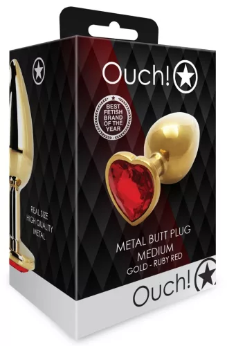 Bijou Heart Gem M – prémium arany-piros anális izgató