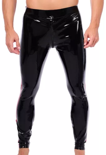 Xrub Latex Nadrág – fekete-piros elöl-hátul cipzárral