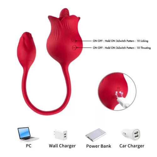 Szexjáték Kettős stimuláció, 10 mód, USB-töltés 6 cm fekete szilikon