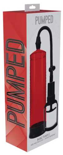 Basic Pump 2 - prémium, piros péniszpumpa 20 x 5,8 cm