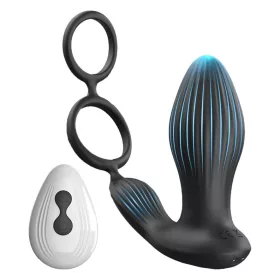 Testix Anál plug rezgő, ribbed, USB töltős 8 cm fekete