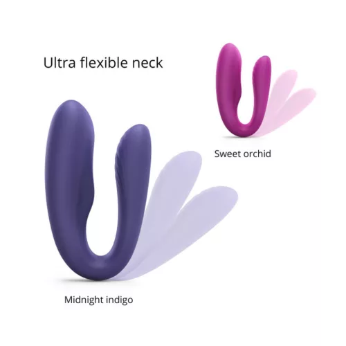 Match Up Vibrátor Kettős penetráció, Távirányítós, Rugalmas nyak 9 cm indigókék