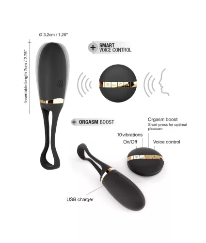 Marc Dorcel Vibrációs tojás G-pont és csikló stimuláló, hangvezérlés 12,5 cm fekete-arany