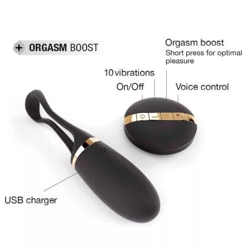 Marc Dorcel Vibrációs tojás G-pont és csikló stimuláló, hangvezérlés 12,5 cm fekete-arany