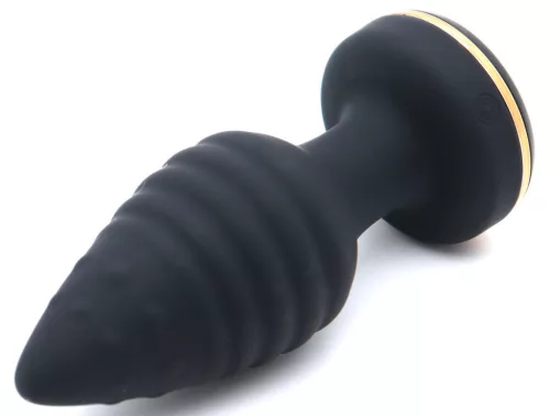 Conol anál plug 10x4 cm texturált, 10 rezgésmód USB tölthető fekete