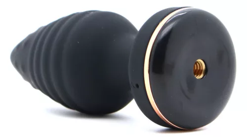 Conol anál plug 10x4 cm texturált, 10 rezgésmód USB tölthető fekete