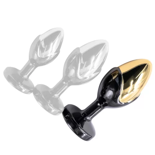 Biflower Anál plug sima felületű, ékköves talp 9 cm alumínium