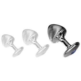   Anal plug kúpos alakú, texturált alumínium kék alappal 7 x 4,3 cm