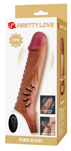 Bridess Péniszhüvely 12 rezgésmód, távirányítós 20 cm fekete