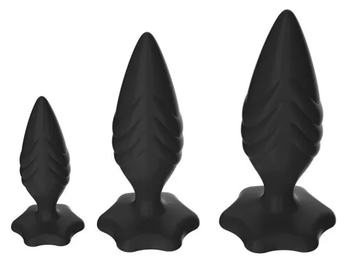 Anál plug készlet 3 részes kúp alakú, szilikon, octogonális alappal S-M-L méret