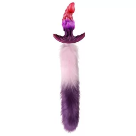   Drakonyx Anál plug Texturált, széles alappal 13 cm rózsaszín-lila 40 cm farokkal
