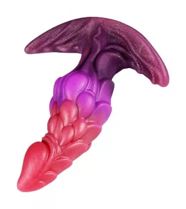 Drakonyx Anál plug Texturált, széles alappal 13 cm rózsaszín-lila 40 cm farokkal