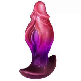   Dicklava Anál plug Vénás, ívelt alap 14 cm szilikon fekete