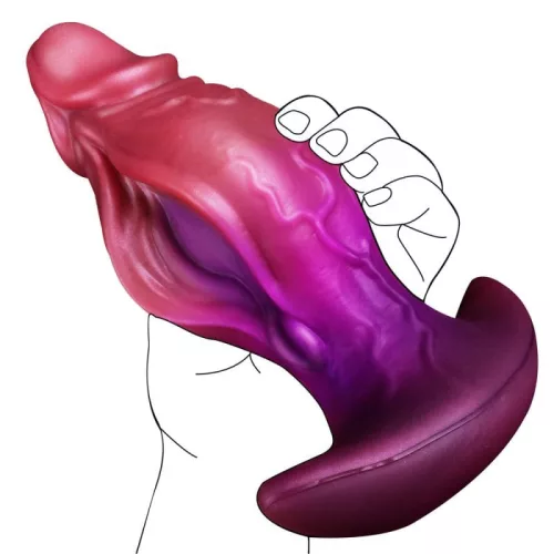 Dicklava Anál plug Vénás, ívelt alap 14 cm szilikon fekete