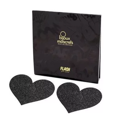 Bijoux Indiscrets Flash szív alakú mellbimbótakaró - fekete