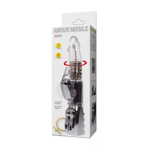 BAILE Amour Missile - átlátszó forgó vibrátor 26,5 cm
