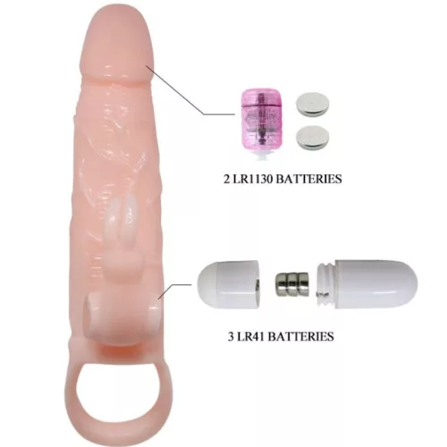 BAILE Brave Man – 16.5 cm-es dupla motoros péniszburkolat nyúlvánnyal