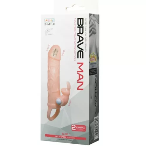 BAILE Brave Man – 16.5 cm-es dupla motoros péniszburkolat nyúlvánnyal