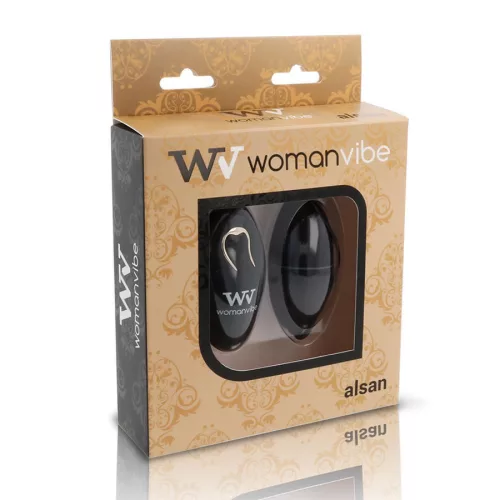 WOMANVIBE Alsan – távirányítós tojás vibrátor fekete szilikonból