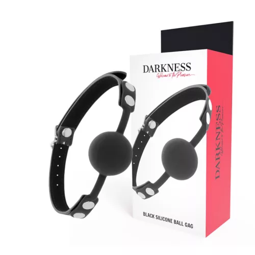 Darkness – fekete szilikon gagszíj intim játékhoz