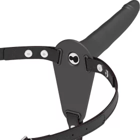 Fetish – fekete szilikon vibrátor prémium hám 15 cm