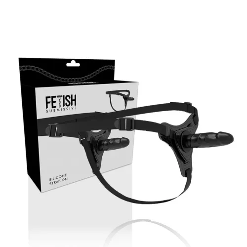 Fetish szubmisszív heveder - realisztikus fekete szilikon 15 cm