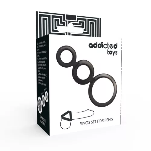 ADDICTED TOYS - dizájnos péniszgyűrűk szettje - füstszínű