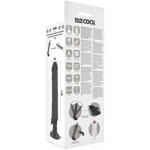 BASECOCK – realisztikus vibrátor távirányítóval, 21 cm