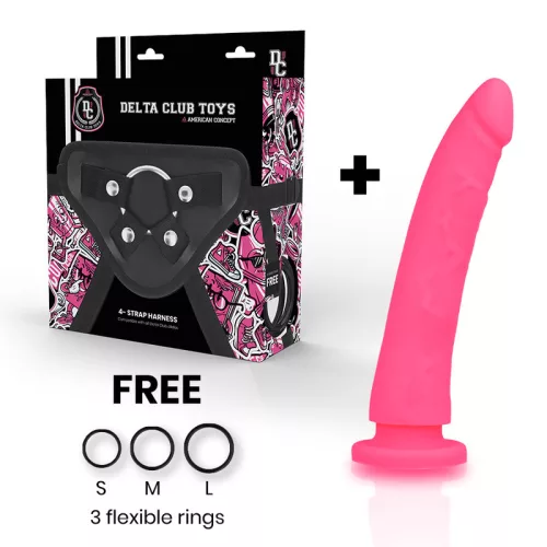 DELTA CLUB - szilikon dildó felcsatolóval 17 cm rózsaszín