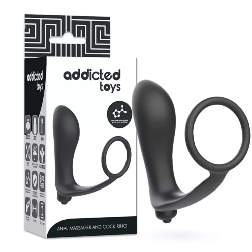 ADDICTED TOYS – vibráló anális dugó péniszgyűrűvel