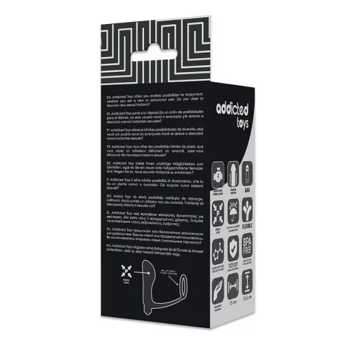 ADDICTED TOYS – vibráló anális dugó péniszgyűrűvel